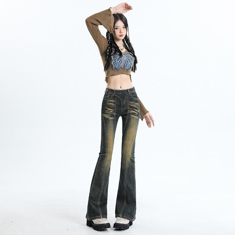 Women's Autumn Spice Girls Retro Slim-Fit High Waist Skinny Elastic Flared Pants Women's Autumn XL
