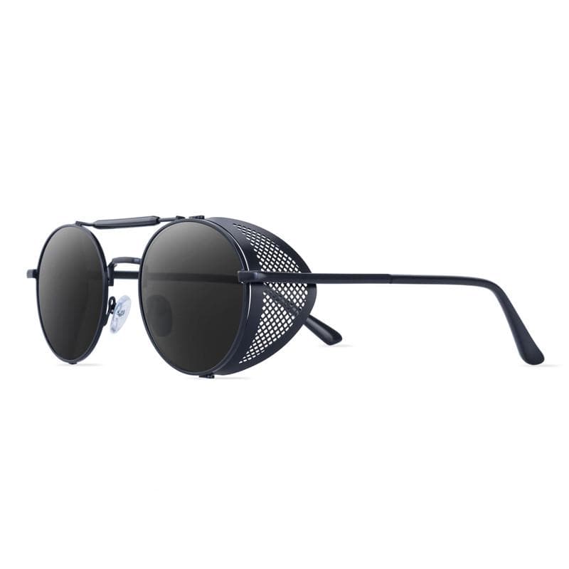 Retro Round Metal Sunglasses Steampunk Men Women non-polarized Glasses Shades black&grey