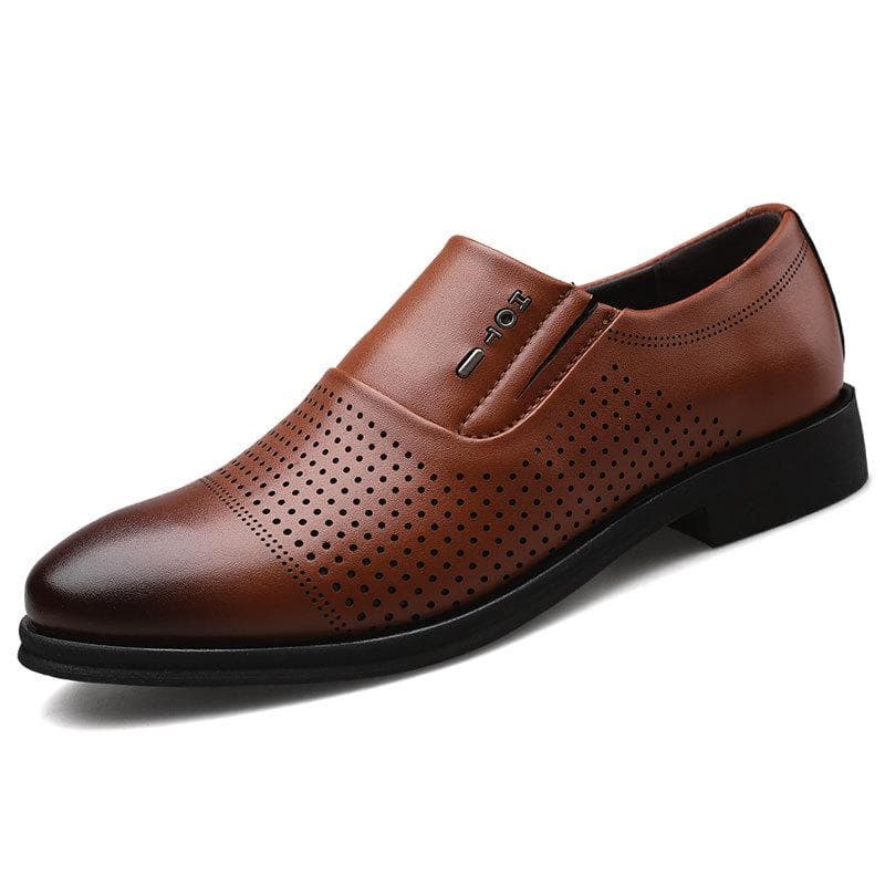Men's Business Formal Leather Shoes Perforated Breathable Men's Shoes Hollowed Out Single Shoes All-match Casual Shoes 48