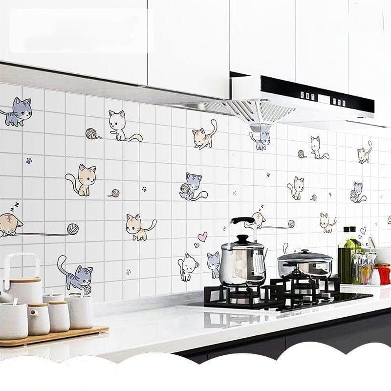 Oil-proof Kitchen Stove Sticker Self Adhesive Wallpapers Waterproof High Temperature Resistant Kitchen Decoration Contact Paper 60cm x 300cm