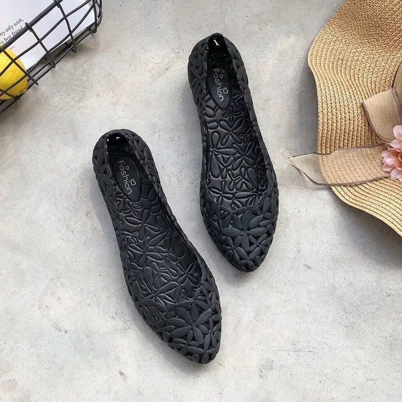 Summer Hollow Sandals Women Flat Bottom Breathable Hole Shoes Soft Beach Fashion Rain Boots 38