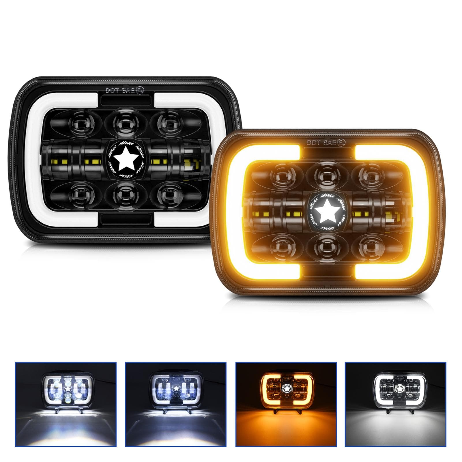 2Pcs 7 inch LED Headlights 5x7   7x6   Rectangular LED Headlights with HighLow Beam DRL Turn