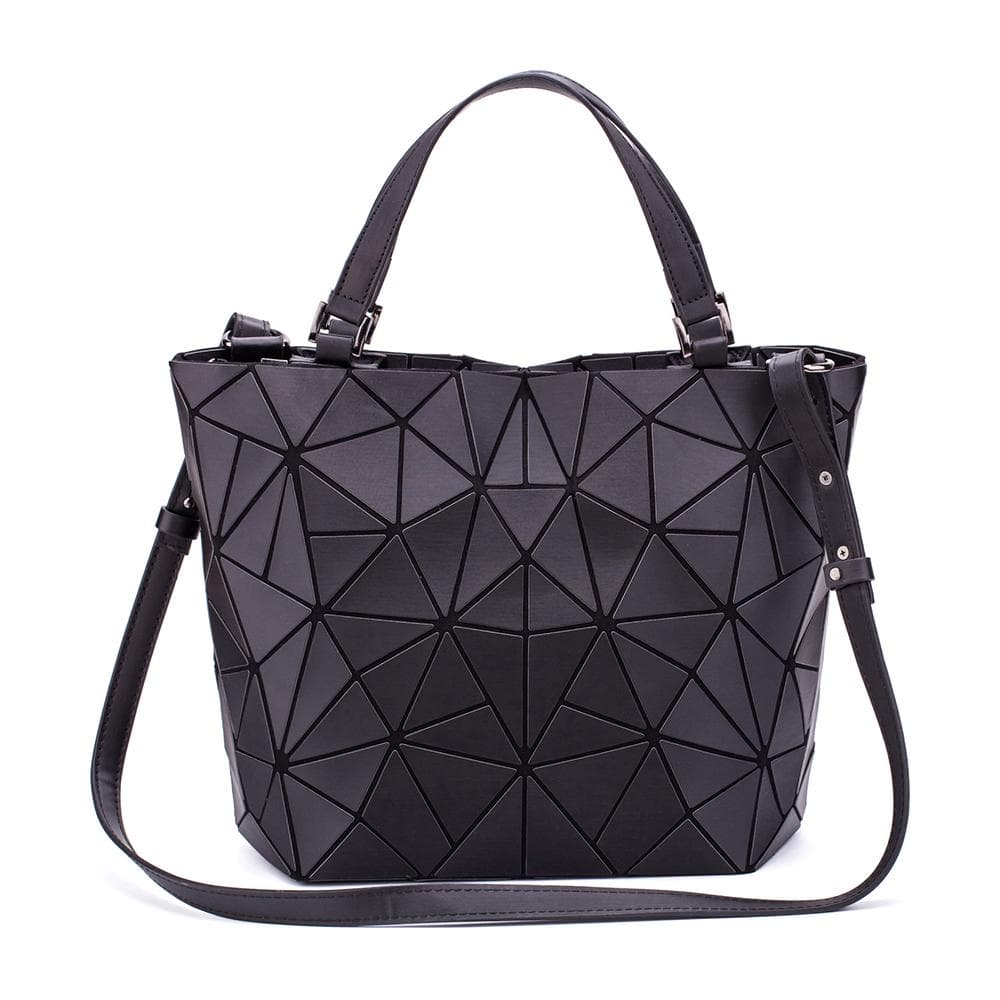 Creative Geometric Diamond Handbags Bucket Women Fashion Luminous Portable Shoulder Messenger Bag black