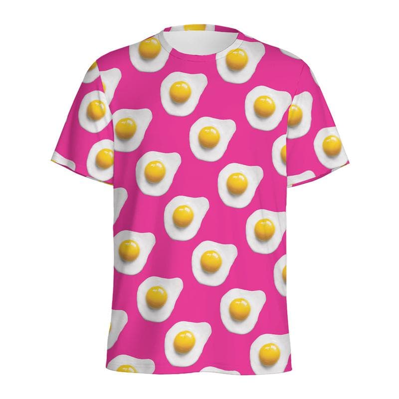 Multi Color Eggs 3D Printed T Shirt For Men Womens Kids Cartoon Fried Egg Graphic Tees Tops Short Sleeves Round Neck T-shirt 6XL