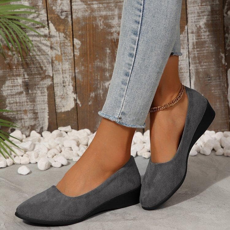 2025 Spring Women's Wide Width Flats Fashion Casual Slip-On Loafers with Chunky Heel 43 gray