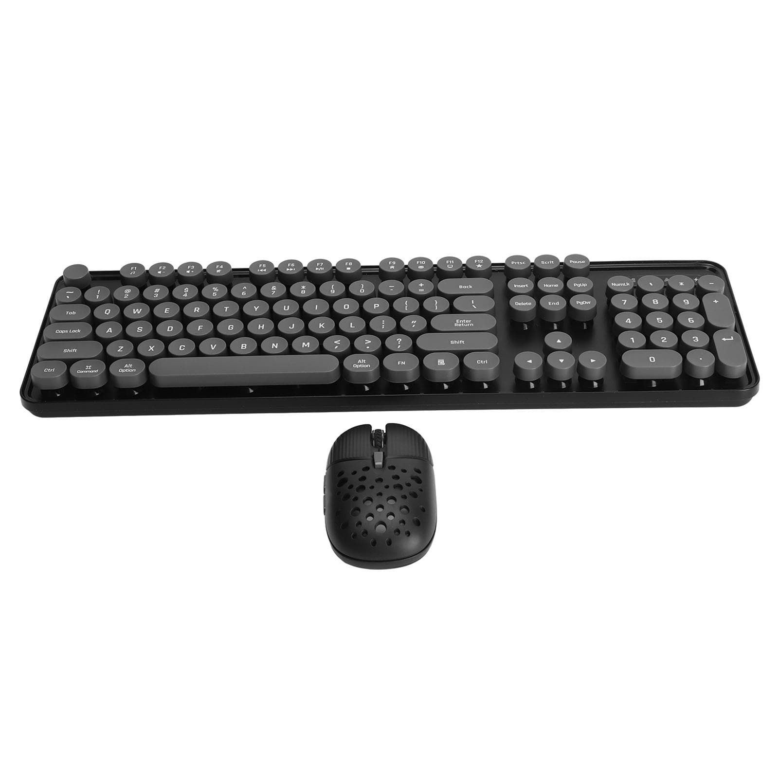 Wireless Keyboard and Mouse Combo Pure Color Retro 2.4G Wireless Keyboard Mouse with Round Keycaps black