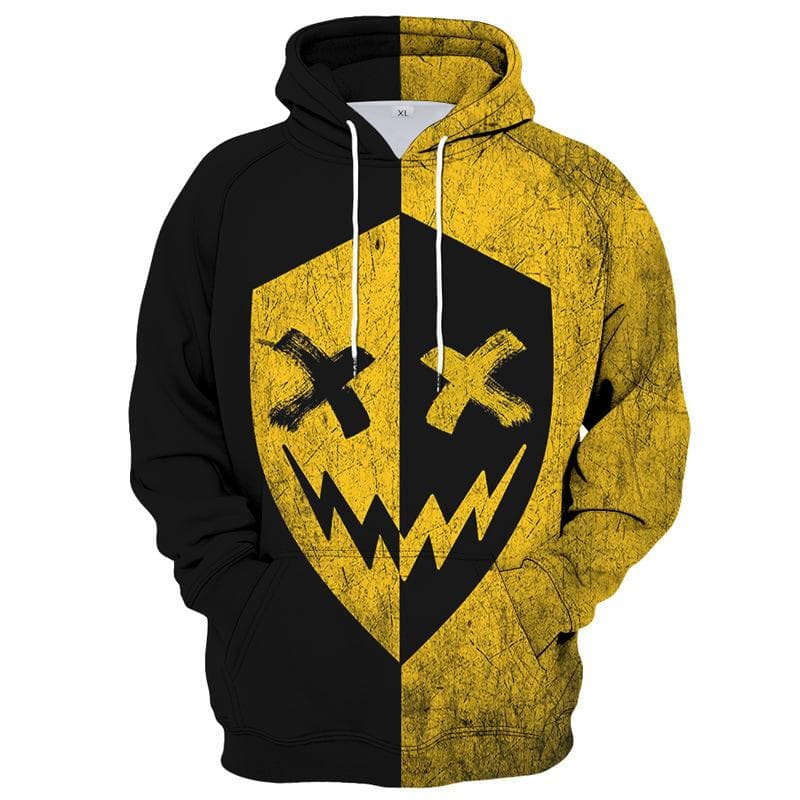 2023 Color Block Funny Smiling 3D Print Boys Casual Pullover Hooded Long Sleeve Sweatshirt For Spring Fall Kids Tops Outdoor 140