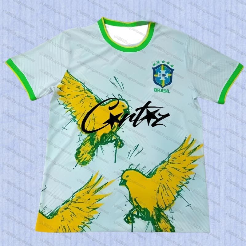 Brazil National Team Football T-shirt 2025 Retro Qatar Jersey Fast-drying Men's and Women's Youth Sports Top Loose Men's M-4XL 4XL