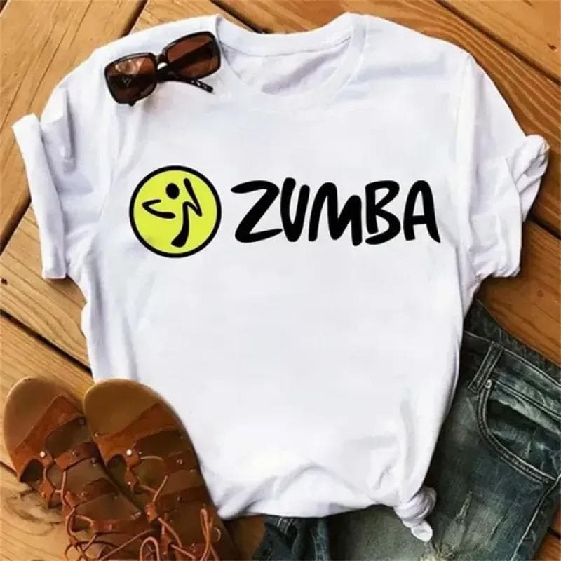 Zumba Graphic Tshirt Women's Clothing Fitness Dance Letter Printed Tees Summer Shirt Sport Gymnastics Femme Fashion T-Shirt Tops L