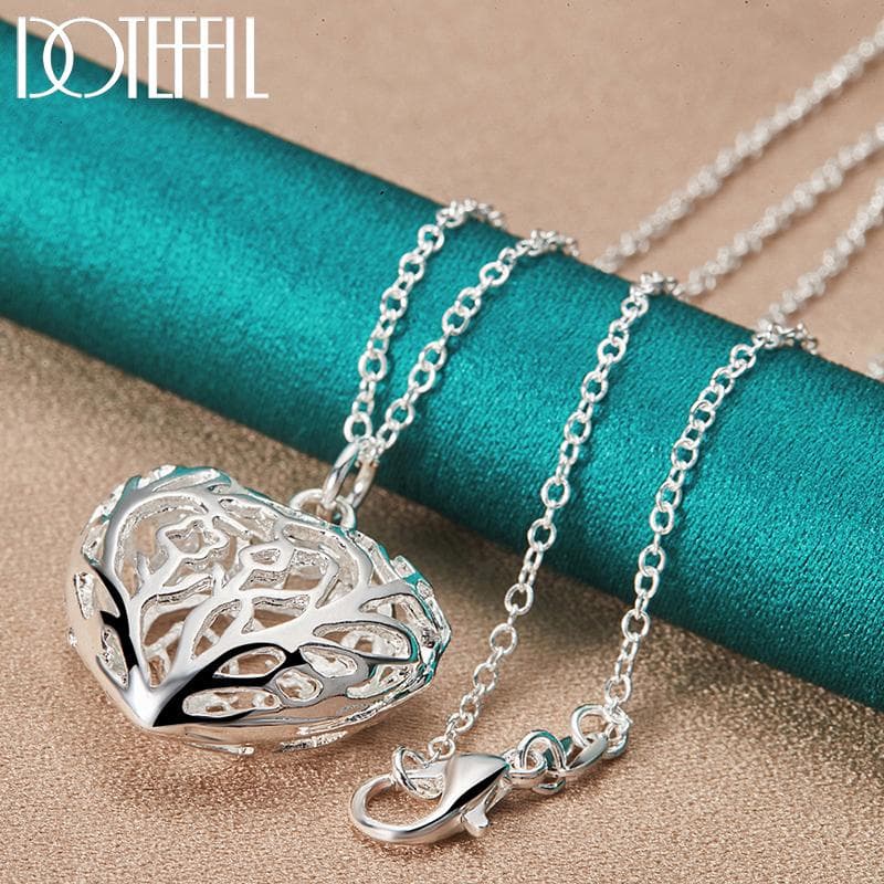 925 Sterling Silver 16-30 Inch Heart Necklace Fashion Jewelry 45cm