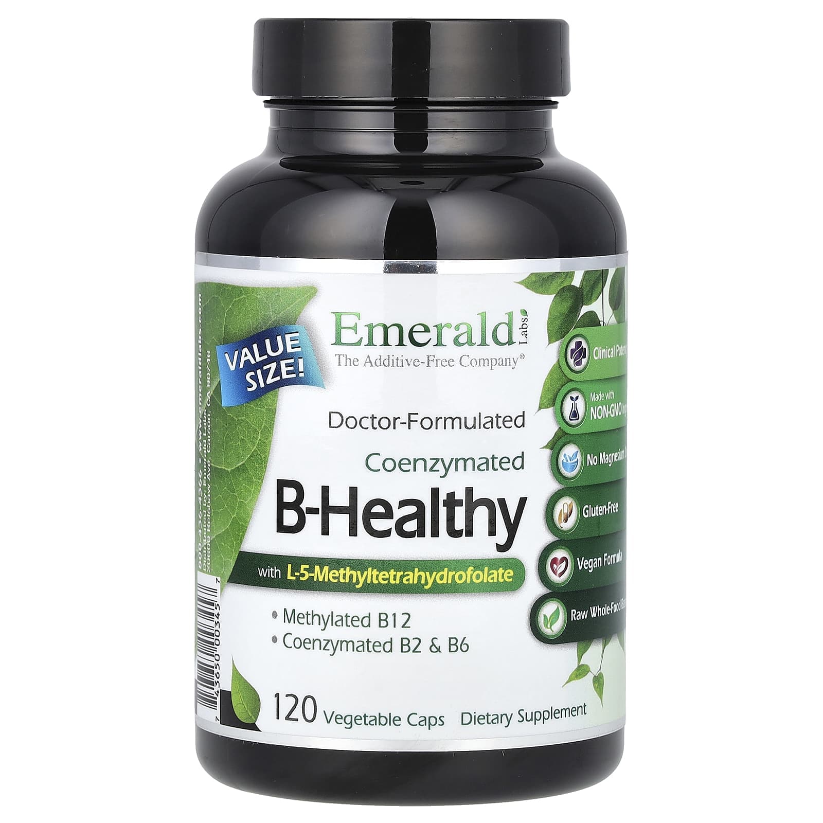 Emerald Laboratories, Coenzymized B-Healthy with l-5-methyltetrahydrofolate, 120 Veggie Capsules