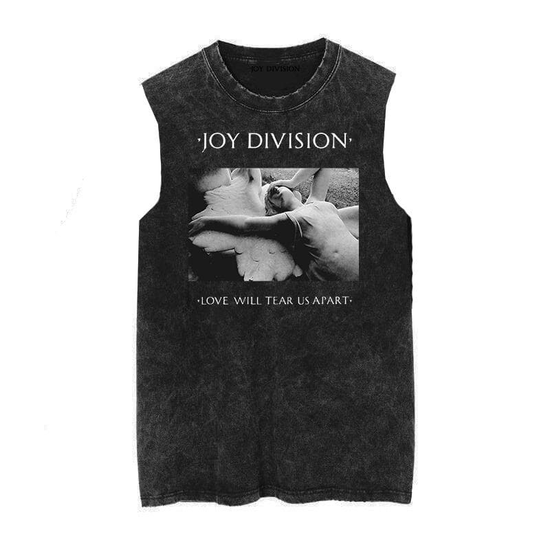 Joy Division Radio Wave Chart Happy Divisive Rock Do Old Washed Vintage Batik Sleeveless Vest Tank L