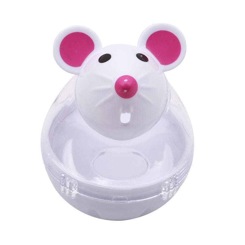 Pet Feeder Cat Toy Mouse Food Rolling Leakage Dispenser Bowl Playing Training Funny Toys for Cat Kitten Cats Toy Pet Supplies white
