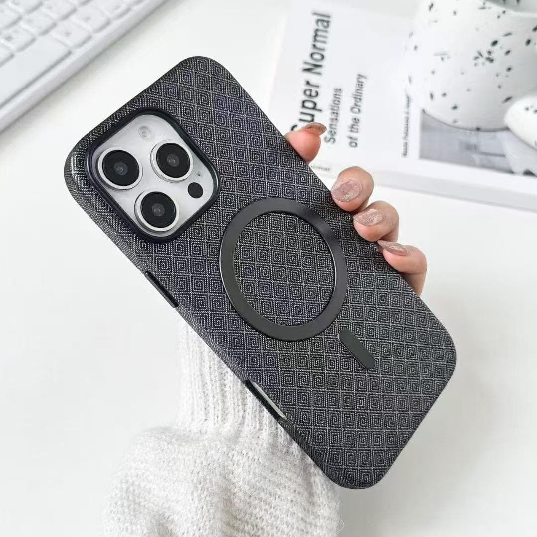 Creative Magnetic Suction Full-pack Protective Case Textured and Suitable for IPhone16Pro Anti-fall 15PC Hard Case Apple 16Plus gray