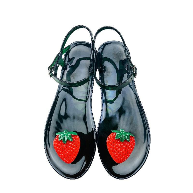 Women's Fruit Jelly Sandals –Clear Soft PVC Summer Slippers, Non-Slip Casual Beach Shoes, Transparent Lemon Sandals 42
