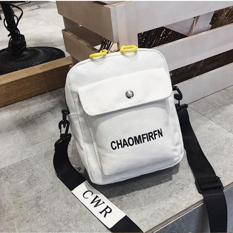New Modern Ins Hip Hop Girl Canvas Bag Women Messenger Bag Shoulder Bag with Various Colors Option for Leisure Black Outdoor Backpack Female Bags white