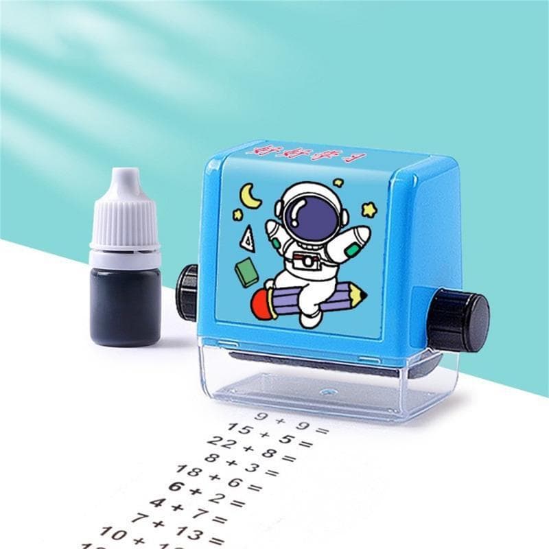 Addition Subtraction and Multiplication Division Roller Stamp Students Within 100 Math Practice Questions Digital Type Mathematical Roller Seal XYZ Addition blue+ink+box blue