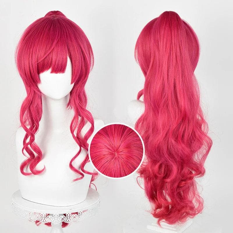 Pinkie Pie Cosplay Wig 2 Styles Anime Pinkamena Diane Pie Long Red Curly Heat Resistant Synthetic Hair Halloween Wigs + Wig Cap One Size