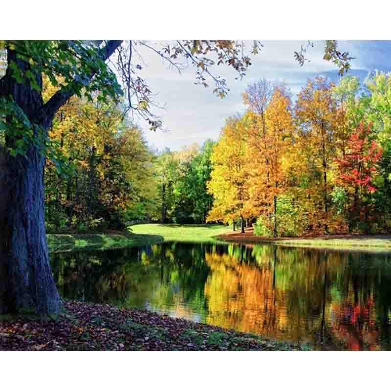 Diamond Paintings Drill Rhinestone Diamond Embroidery Hand Made Needlework Beautiful Autumn Pictures 20X30CM
