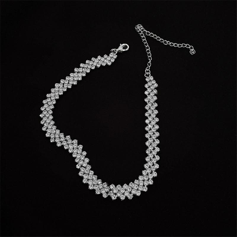 Fashion Shiny Rhinestone Choker Necklaces For Women Crystal Necklaces Weddings Jewelry Party Gifts silver