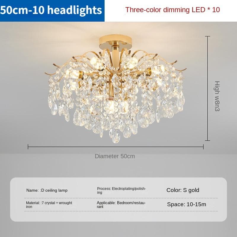 Light Luxury Crystal Chandelier, Grand Living Room Light, Creative Bedroom Lighting, Restaurant Lighting 50cm-10diameter headlight