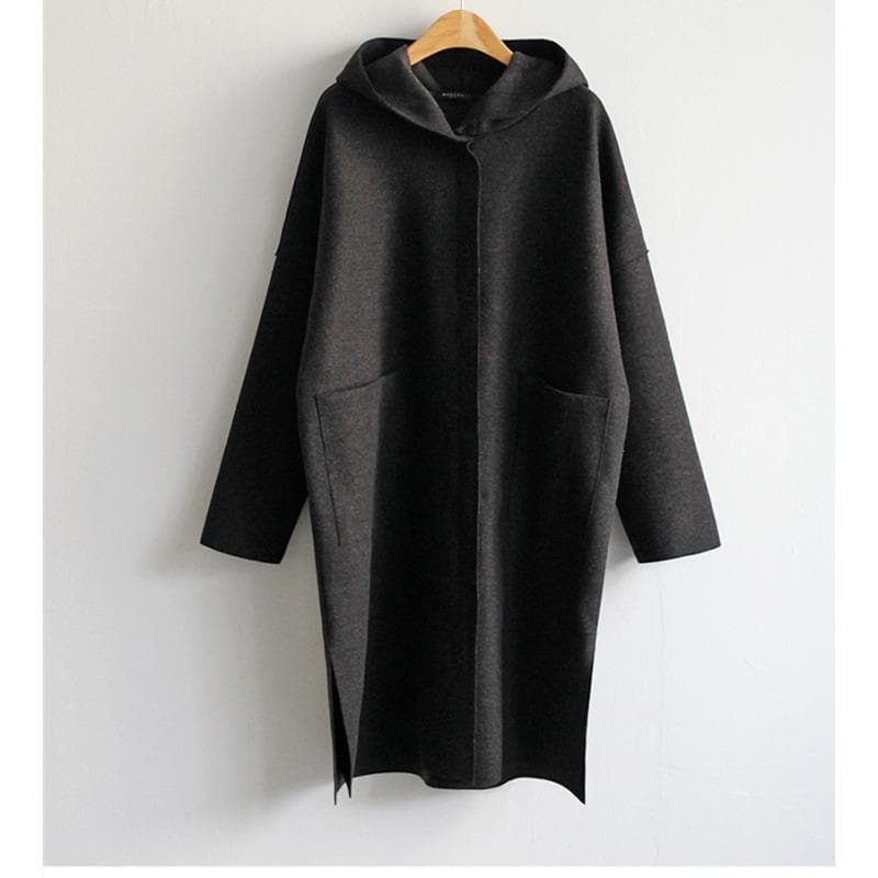 Spring and Autumn New Loose Woolen Women's Coat Hooded Large Size Jacket XXXL