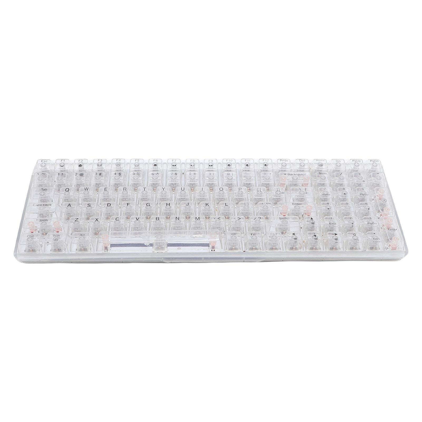 Mechanical Gaming Keyboard 100 Keys Transparent Keycaps White Switches Hot Swappable RGB Backlit