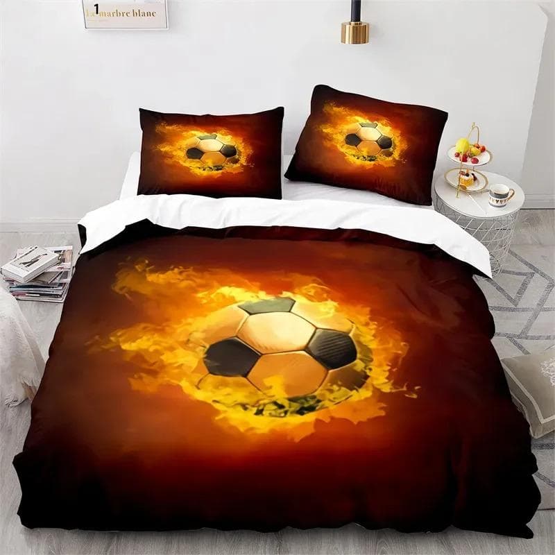 3D Soccer Duvet Cover Set King Queen Boys Watercolor Football Bedding Set Youth Sports Theme Quilt Cover For Child's Dorm Room AU King 240x210cm
