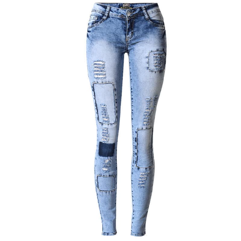 Cotton Denim Size Ripped Jeans High Waist Woman YG Hole Plus Fashion Skinny L
