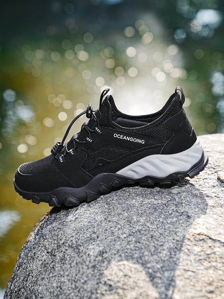 Men's Casual Sneakers Men's Breathable Waterproof Hiking Shoes Soft and Comfortable Hiking Shoes 48 black