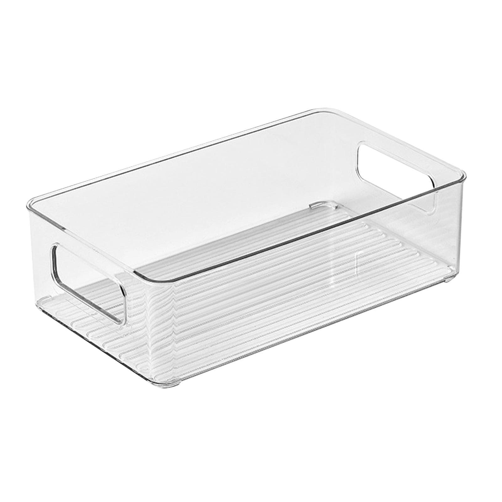 Makeup Organizer PET Plastic Clear Bottom Stripes Desktop Storage Box for Skincare Stationary transparent