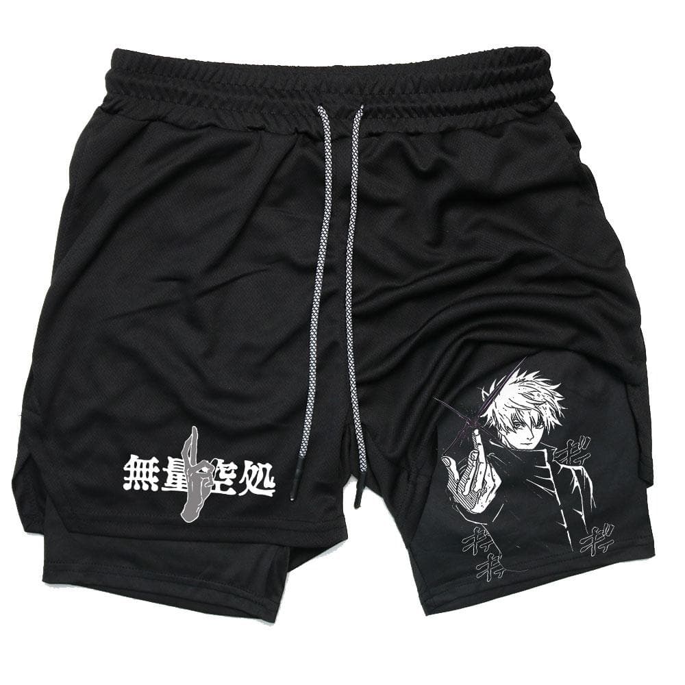 Anime Compression Shorts Summer Sportswear Men GYM 2 In 1 Training Workout Male Fitness Sport Shorts XXL