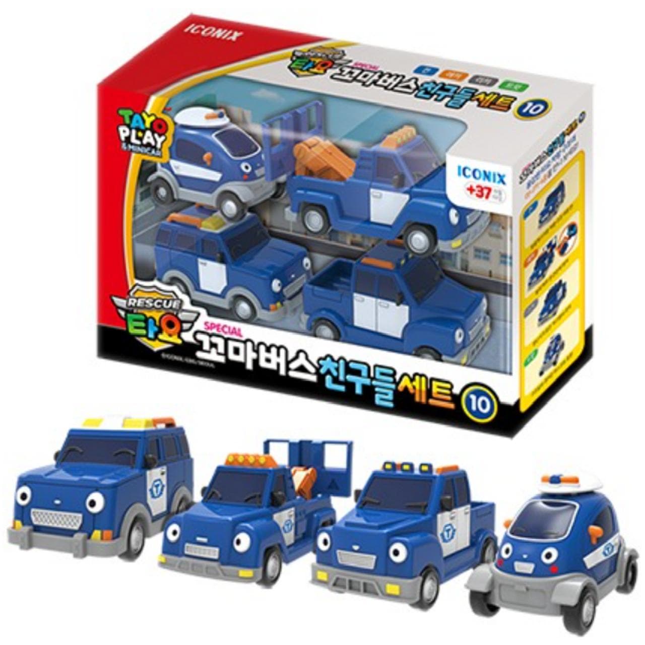 TAYO Little Bus Friends Special V.10 Mini Car 4 pcs Toy Set Police Team Tayo Set 10