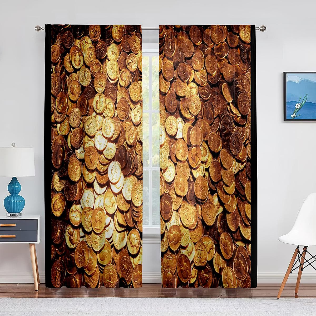 Money Sheer Voile Curtain Benjamin Franklin 100 Dollar Bill Tulle Window Curtains for Bedroom Living Room Kitchen Decor Drapes 1 PCS W100XH250cm&Grommet Top