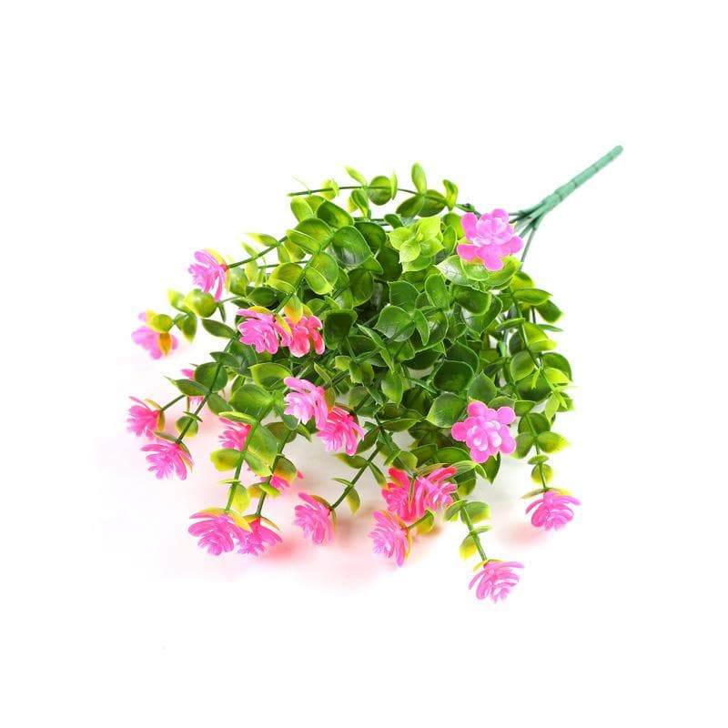 Artificial Eucalyptus Flowers Outdoor Fake Boxwood Plants Shrubs Flowers for Decoration No Fade Faux Plastic Plants pink