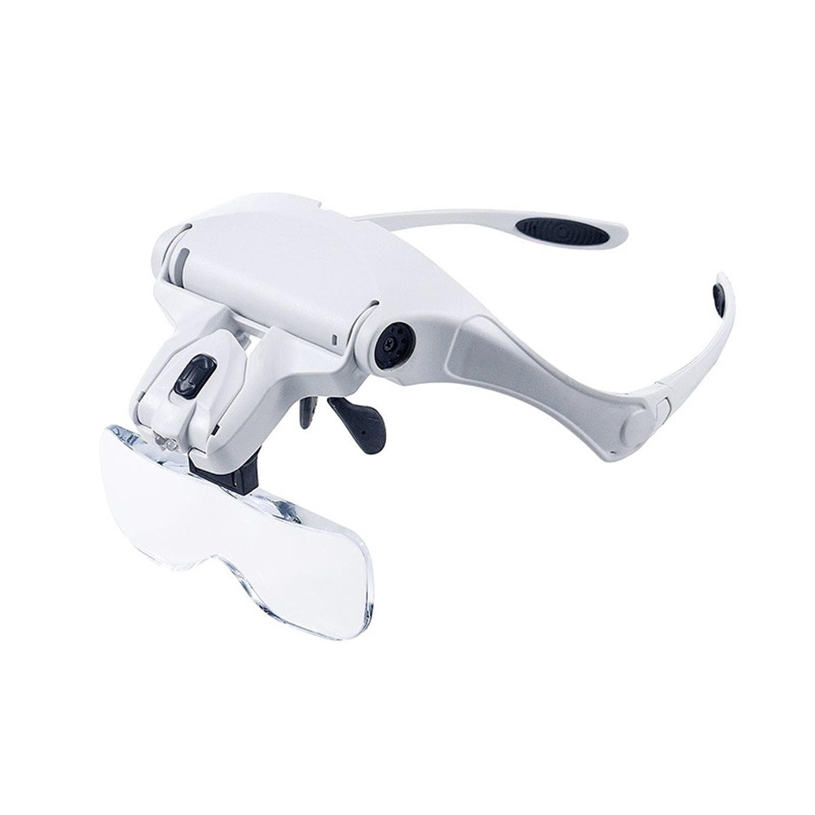 Head Mount Magnifier with LED Lights Magnifying Headband Glasses 5 Replaceable Lenses for Reading white