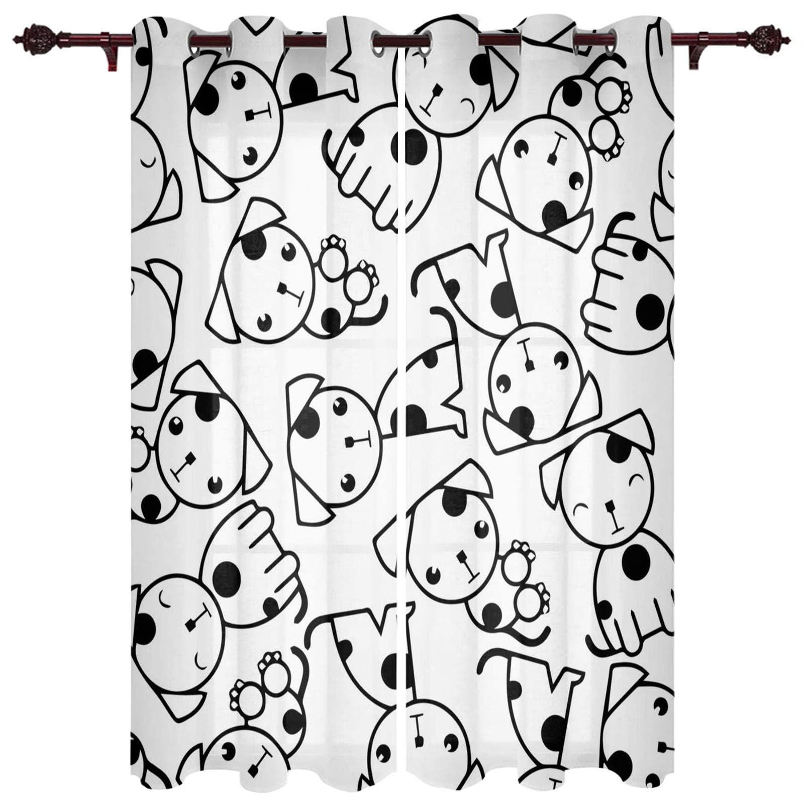 The Cat Animal Black Window Curtains Curtains for Living Room Decorative Items Living Room 135W x 215H(cm)