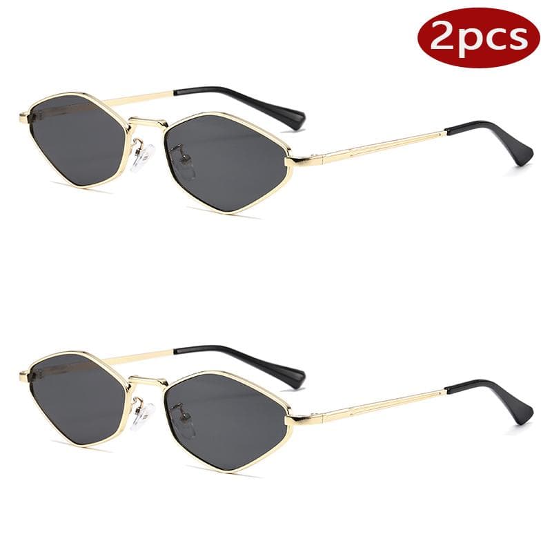 Steampunk Style UV400 Sunglasses 2pcs Women Protective Glasses Polygonal Metal Frame Outdoor Sun Glasses Ladies Eyewear