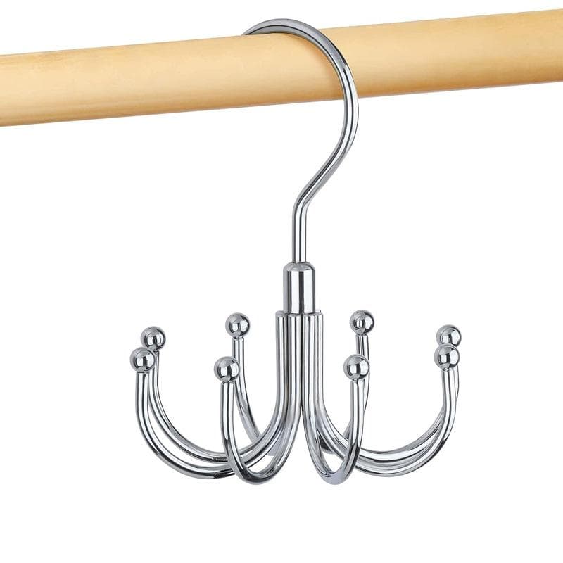 Multifunctional clothes hanger metal 8 hooks belt hanging tie hanging bag hanging storage hook belt black