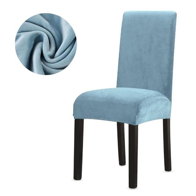 Super Soft Velvet Chair Covers Dining Room High Stretch Chair Seat Cover Plain Spandex Seat Cover for Kitchen Office navy blue