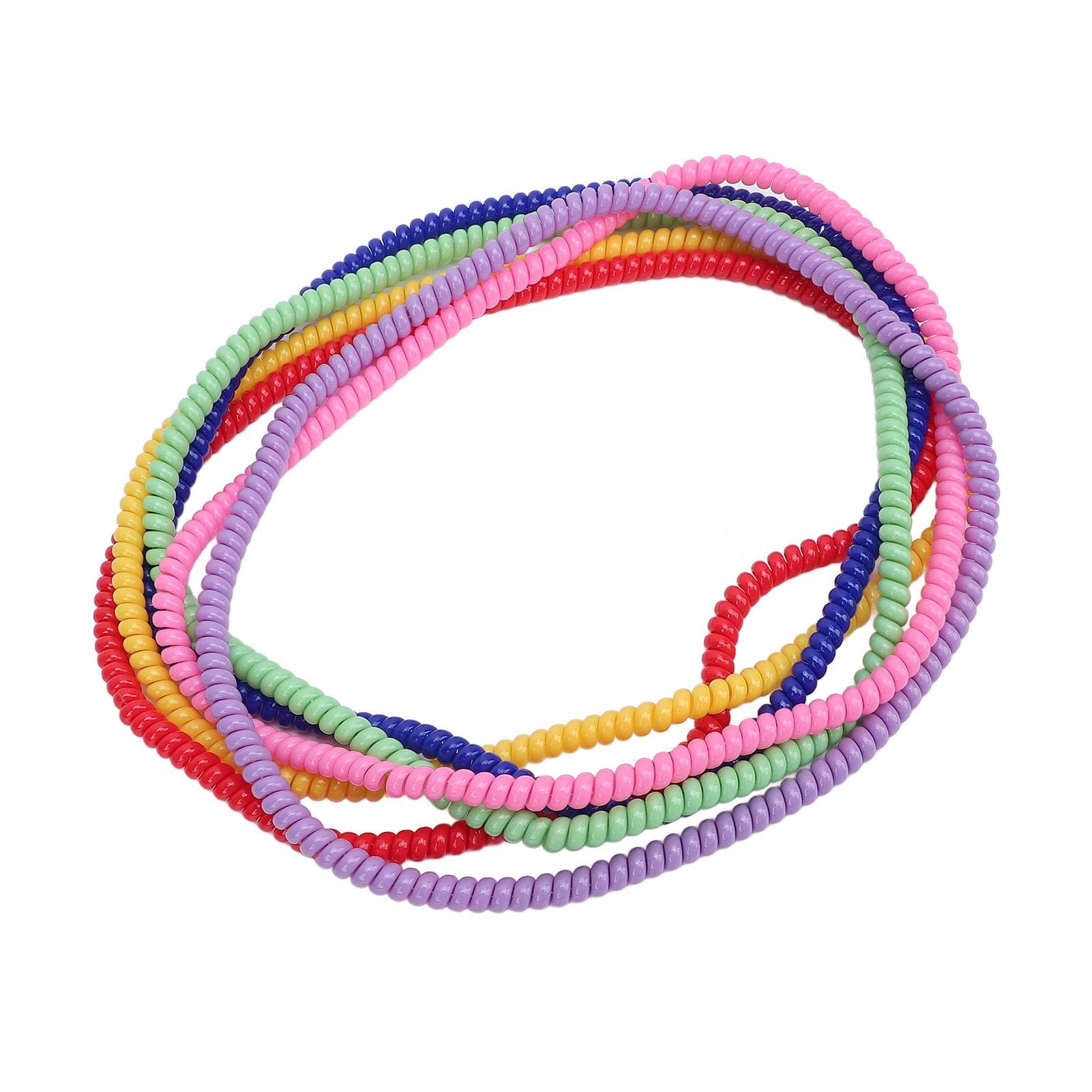 6 Pcs Stretchy Coil Necklace Sensory Kids Textured Pattern Silicone Colorful Sensory Necklace