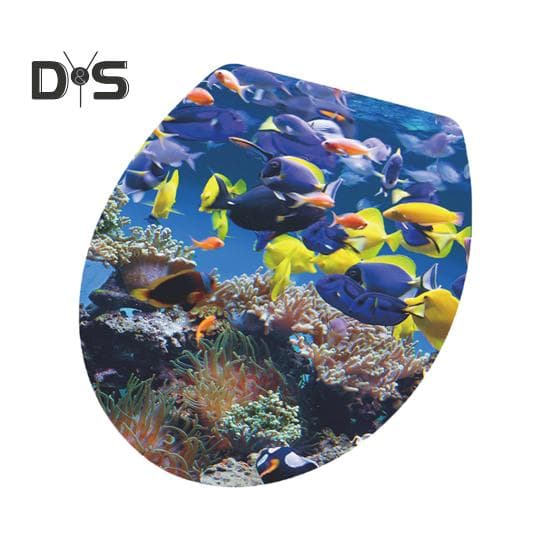 Sea World Toilet Sticker Removable Self-adhesive Waterproof PVC Living Room Wall Art Bathroom Toilet Lid Decoration Decal E