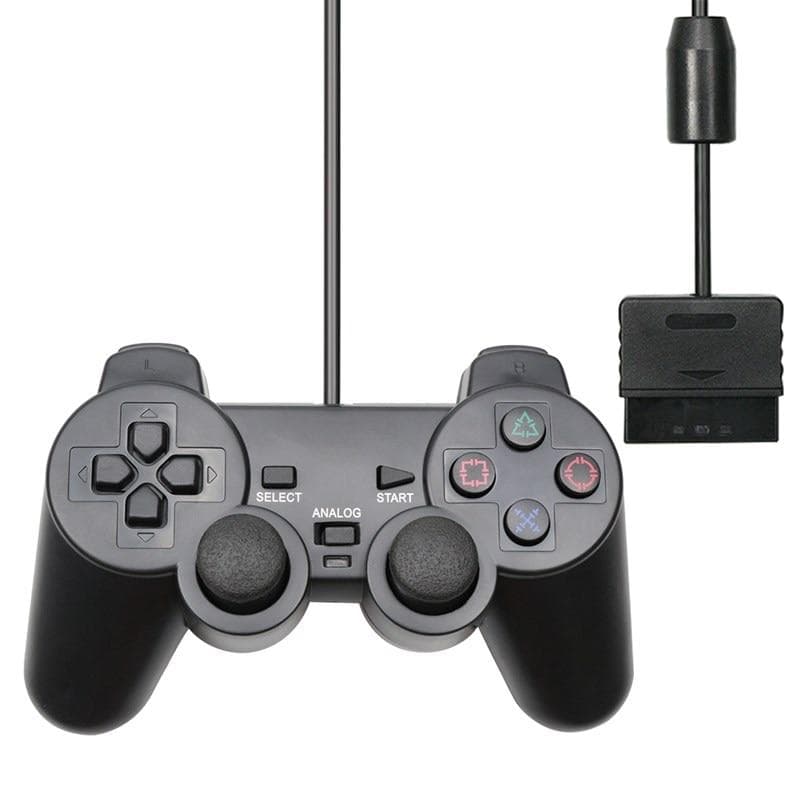 Transparent Color Wired Controller For PS2 /PS1 Console Vibration Joystick Gamepad Joypad For Sony Playstation2 mando Controller black