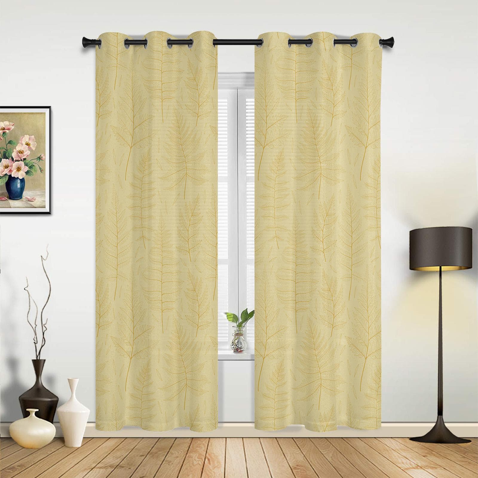 Plant Leaf Texture Luxury Window Curtain for Living Room Bedroom Home Decor Kitchen for Window Drapes 135W x 60H(cm) x1