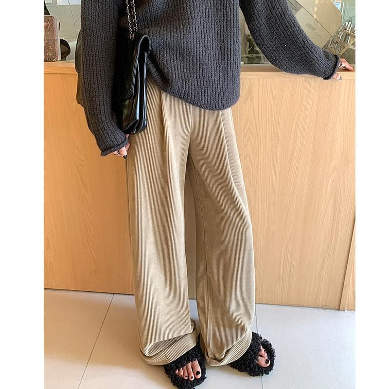 Wide-leg Pants Women's Autumn New High-waisted Loose and Thin Trousers 2XL
