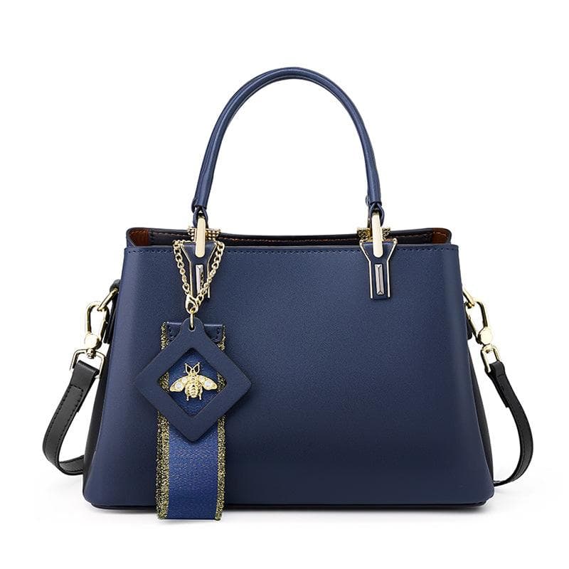 Leather Bag Women's Leather Handbag for Mother Tote Crossbody Bag Noble Temperament Female Bag blue