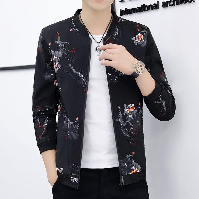 Men's Spring, Autumn and Winter Plus Size Casual Jacket Jacket Fashion Slim Men's Baseball Uniform XXXL black