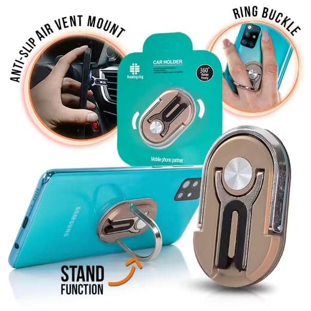 Gold Gold 3 in 1 ring dock support for Smartphone yellow