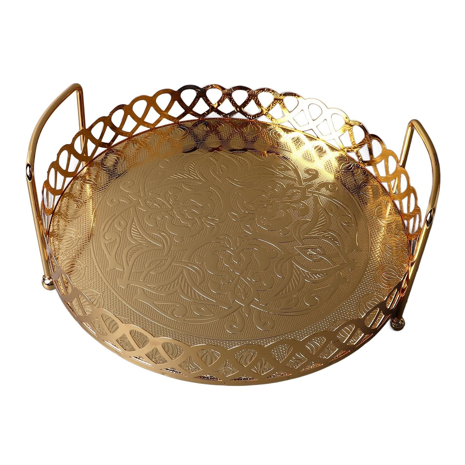 European Style Fruit Plate Light Luxury Retro Style Elegant Decorative Golden Metal Serving Tray