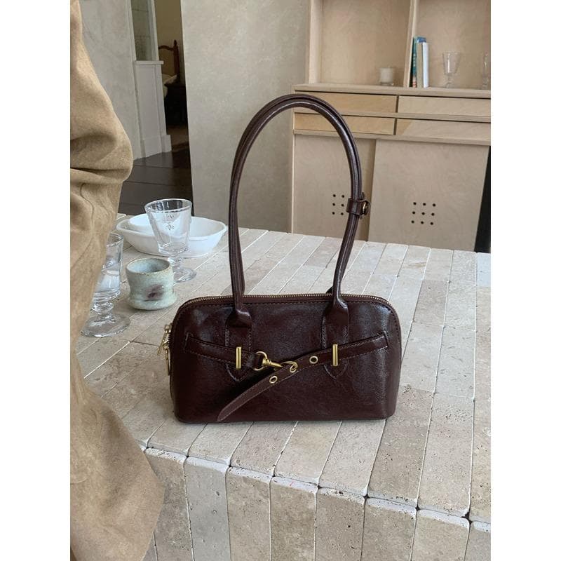 Senior Sense Retro Bowling Bag Single Shoulder Women's Bag Armpit Hand Pillow Bag Texture Solid Color Niche Bag